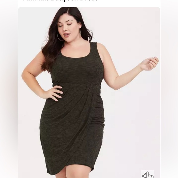 Torrid mini rib bodycon dress green - Picture 2 of 7